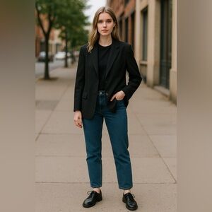 Raffaella Vintage Wool Blazer 12 Dark Gray Black Preppy Office Classic